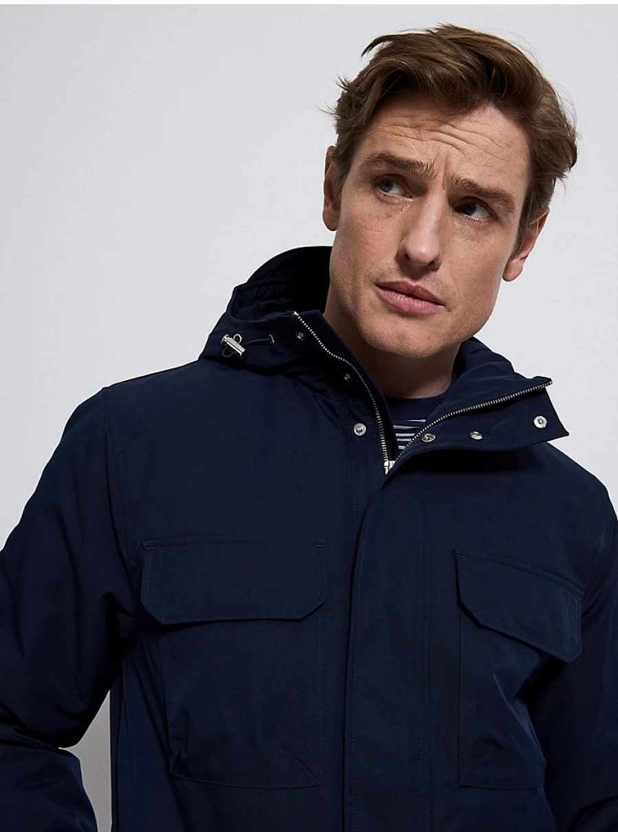 Men's Navy Utility Parka Coat with Hood - George at Asda Waterproof Winter Jacket Review