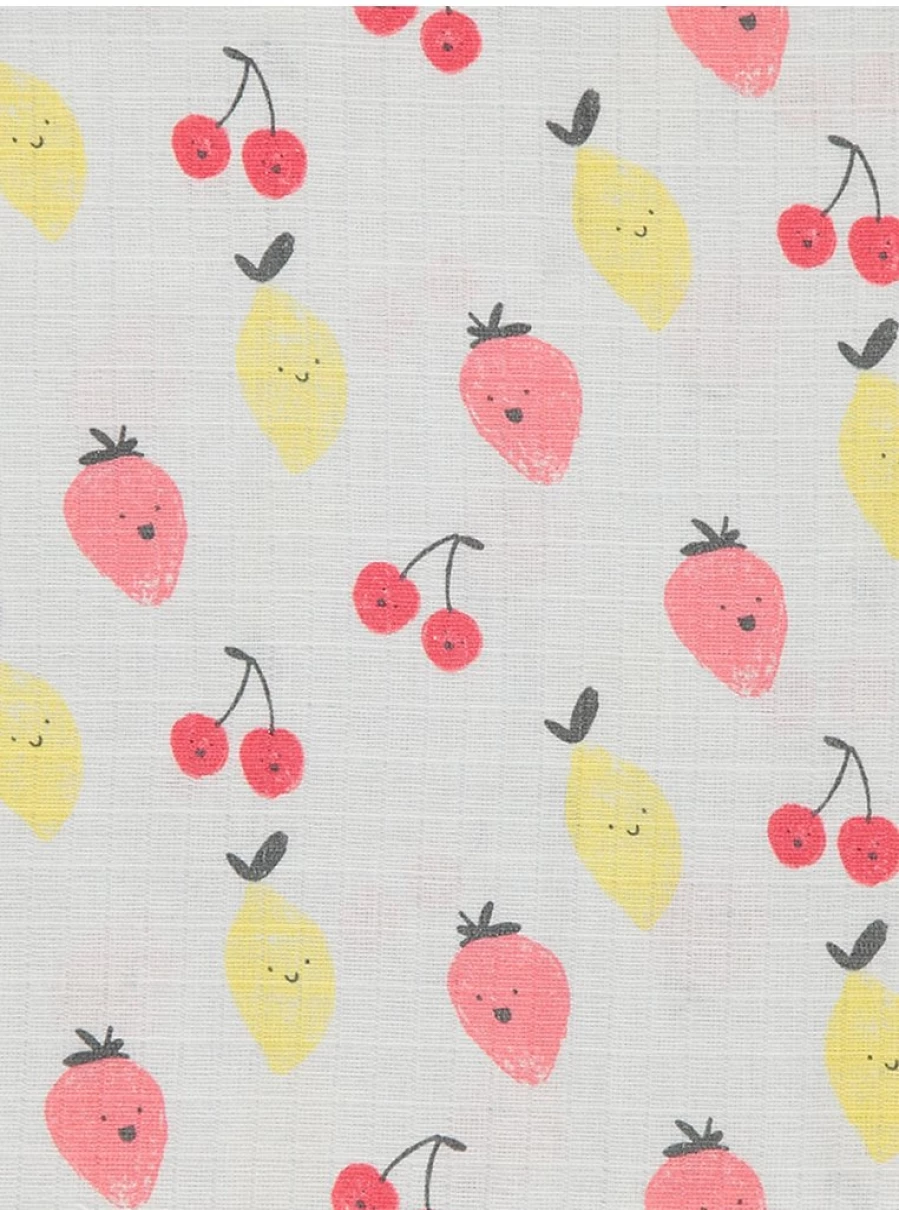 George at Asda Baby Muslin Cloths 3 Pack - Soft Bright Fruit Print Burp Cloths for Newborns