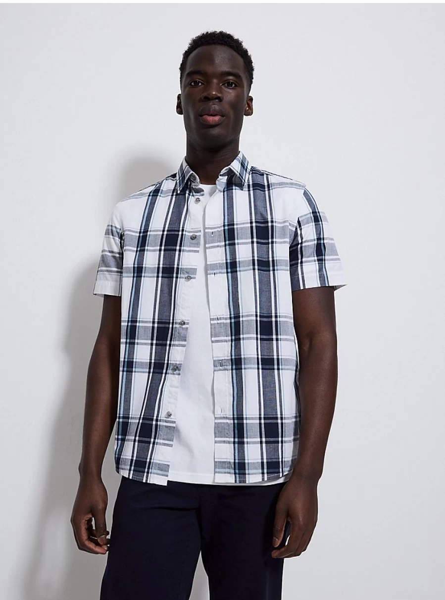 "George at Asda Men's White Checked Short Sleeve Shirt – Review & Style Guide"