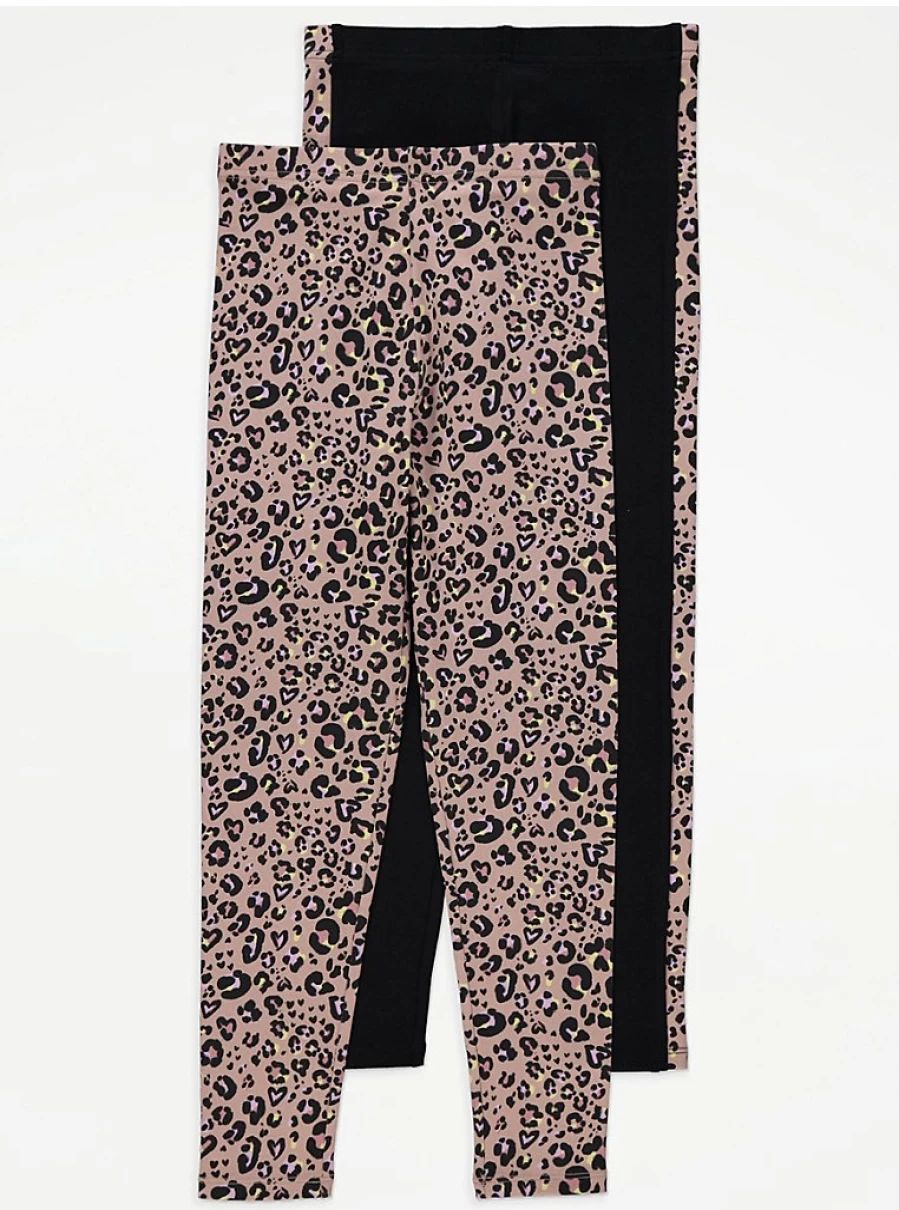 "George at Asda Kids' Animal Print Leggings 2-Pack | Comfortable & Stylish"
