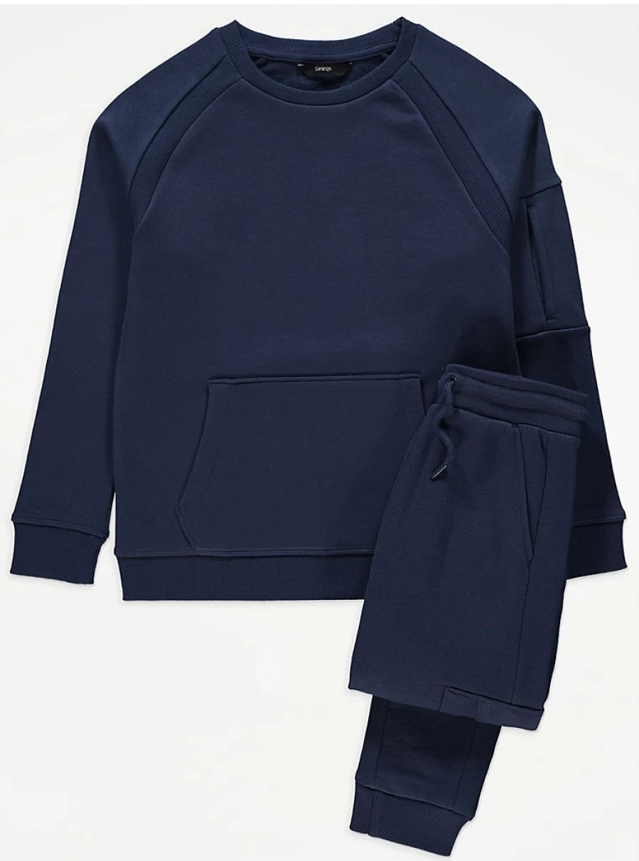 "George at Asda Boys Navy Seam Sweatshirt and Joggers Outfit Set – Kids Comfortable Tracksuit Review"