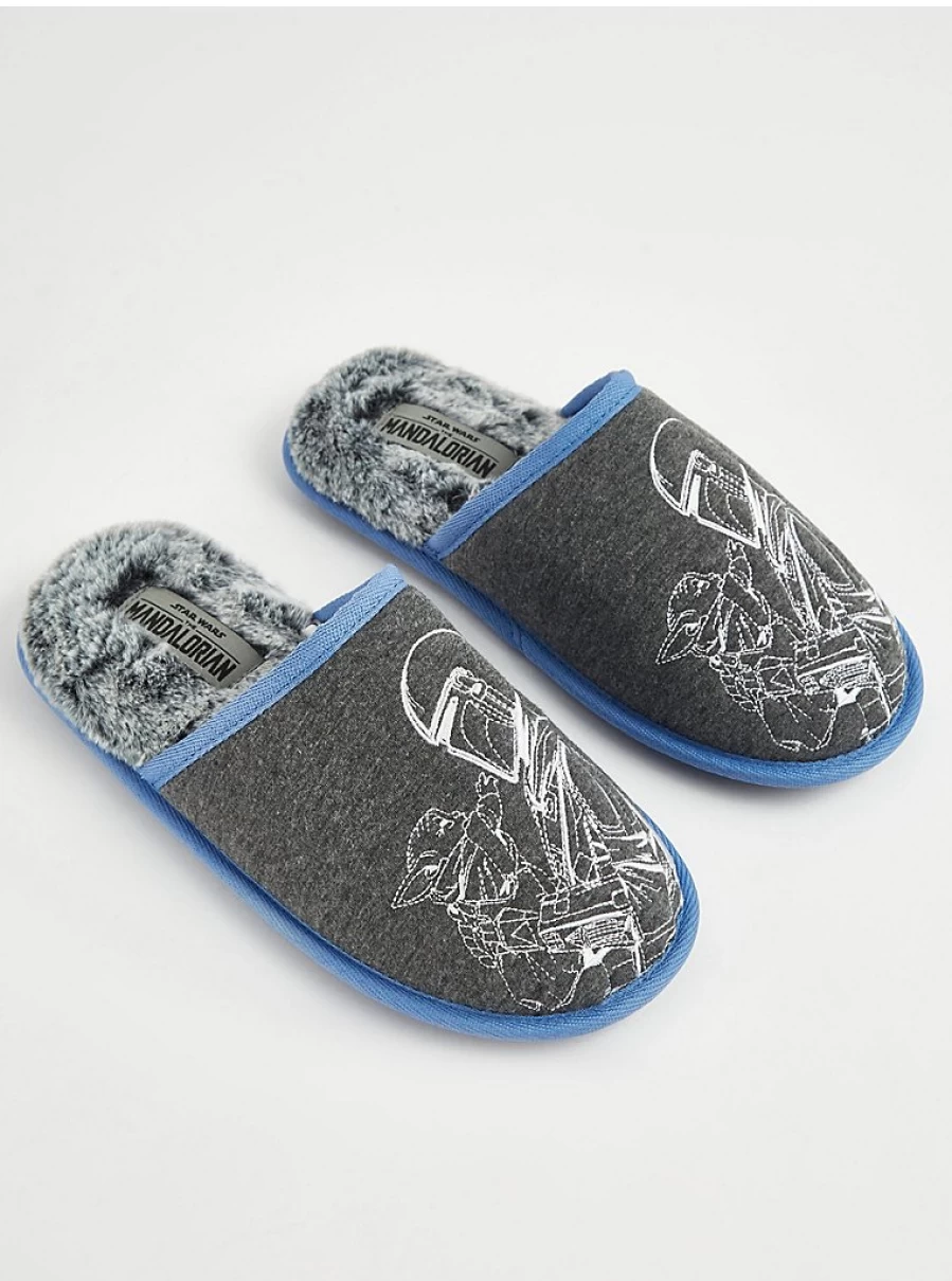 Men's Star Wars The Mandalorian Grey Mule Slippers by George at Asda - Comfort & Style