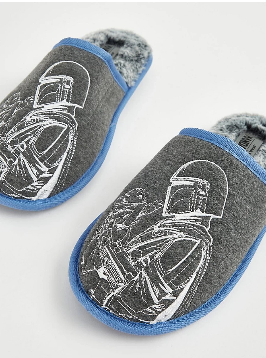Men's Star Wars The Mandalorian Grey Mule Slippers by George at Asda - Comfort & Style