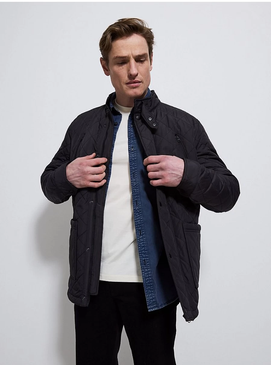 "George at Asda Men's Black Diamond Quilted Jacket Review | Warm Winter Coat"