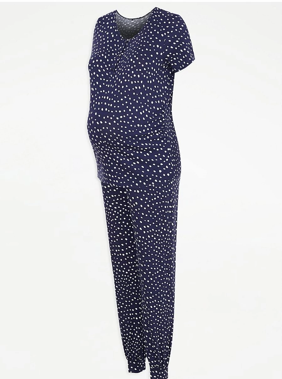 Baby Navy Spotty Short Sleeve Pyjamas | George at Asda