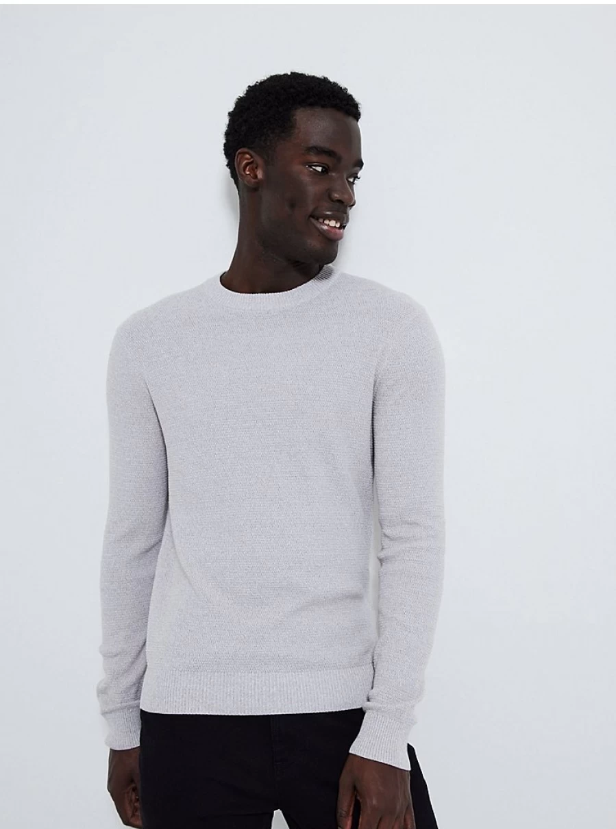 "George at Asda Boys Grey Textured Knit Jumper | Soft Casual Pullover"