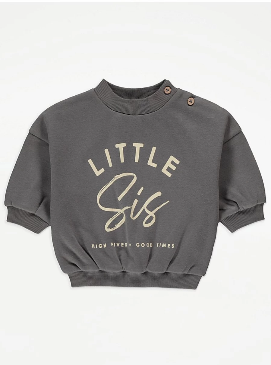 "George at Asda Baby Charcoal 'Little Sis' Slogan Sweatshirt Review"