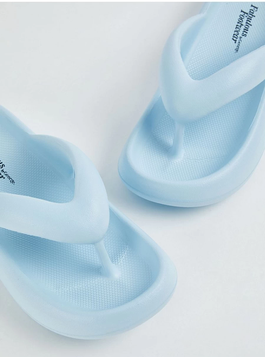 Women's Light Blue Squidgy Toe Post Sandals | George at Asda Comfortable Sliders