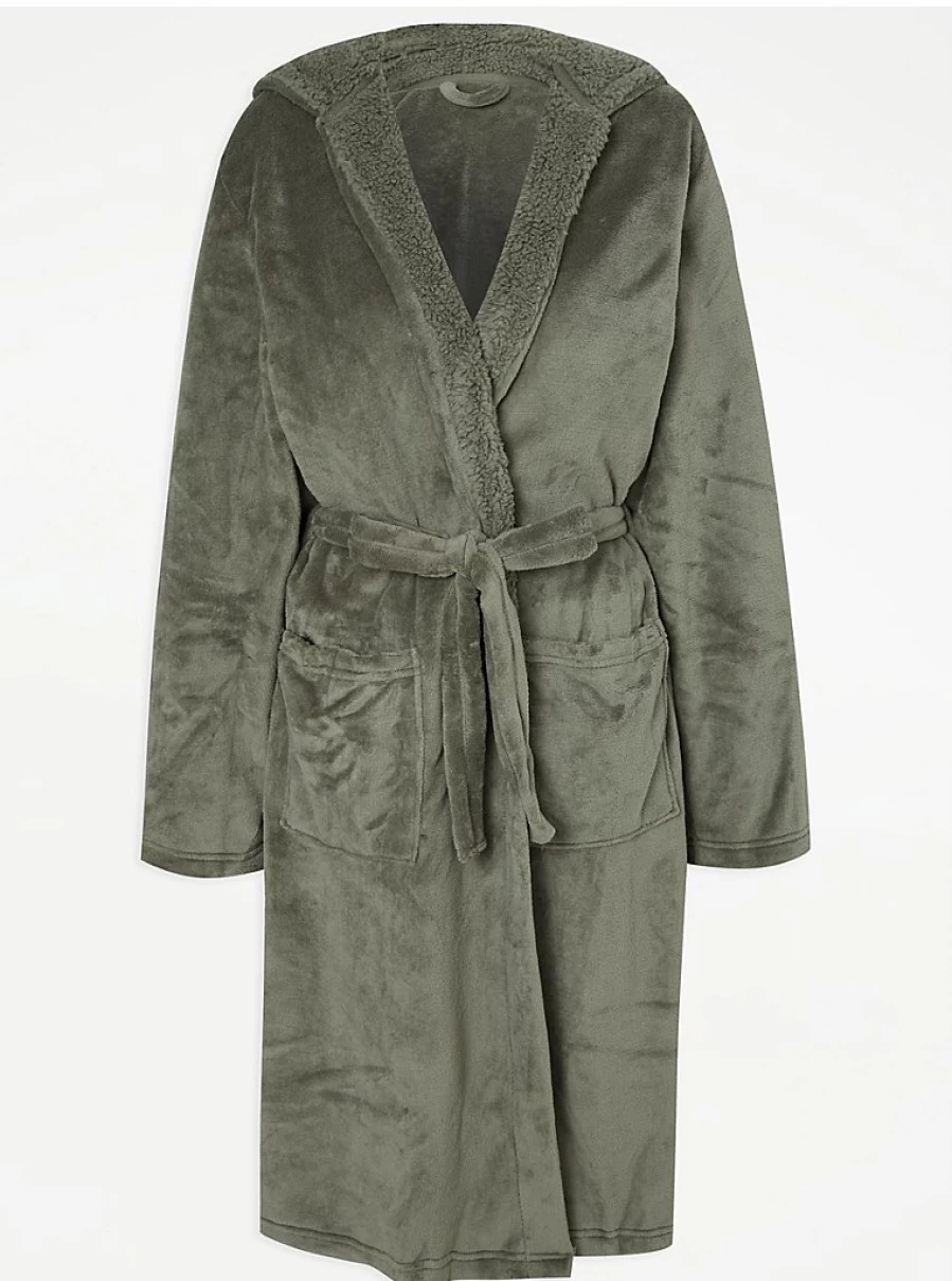 Men's Khaki Borg Fleece Lined Dressing Gown by George at Asda – Warm & Comfortable Review
