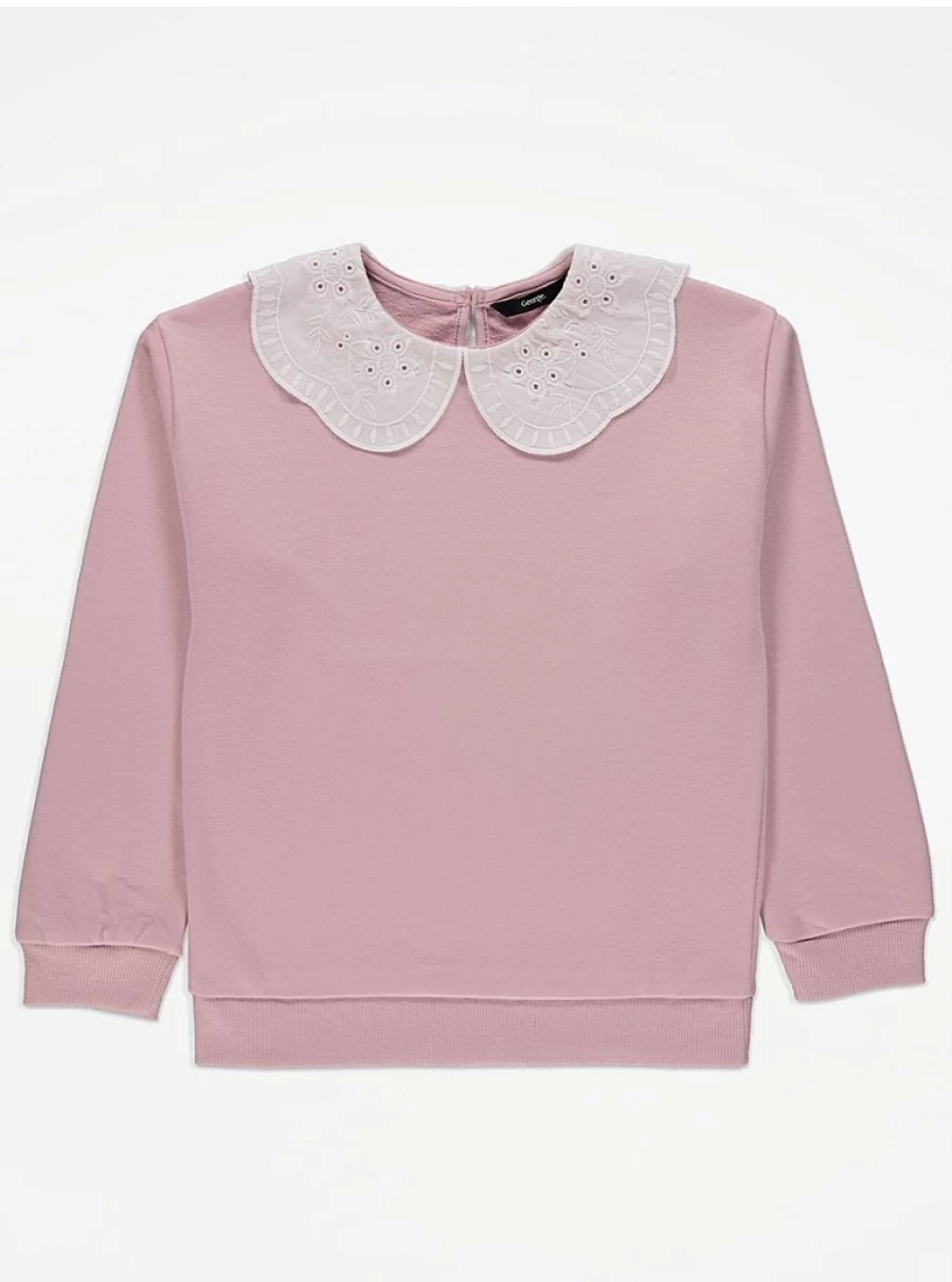 "George at Asda Kids Pink Embroidered Collar Sweatshirt | Review & Features"
