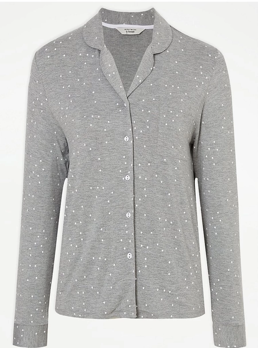 Post Surgery Grey Star Pyjama Top - Comfortable Lingerie by George at Asda