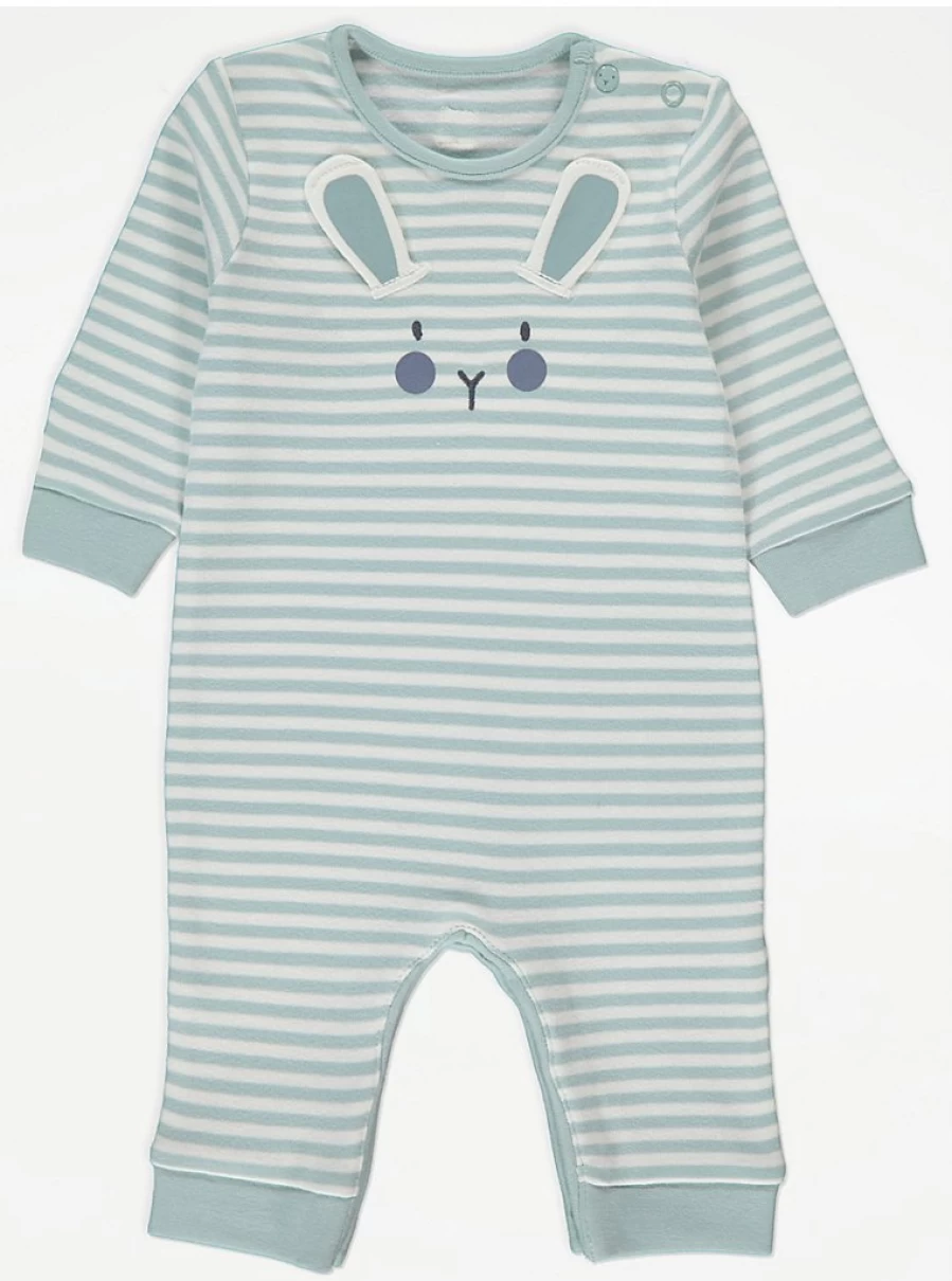 Blue Bunny Striped Baby Boys All-in-One Romper | George at Asda