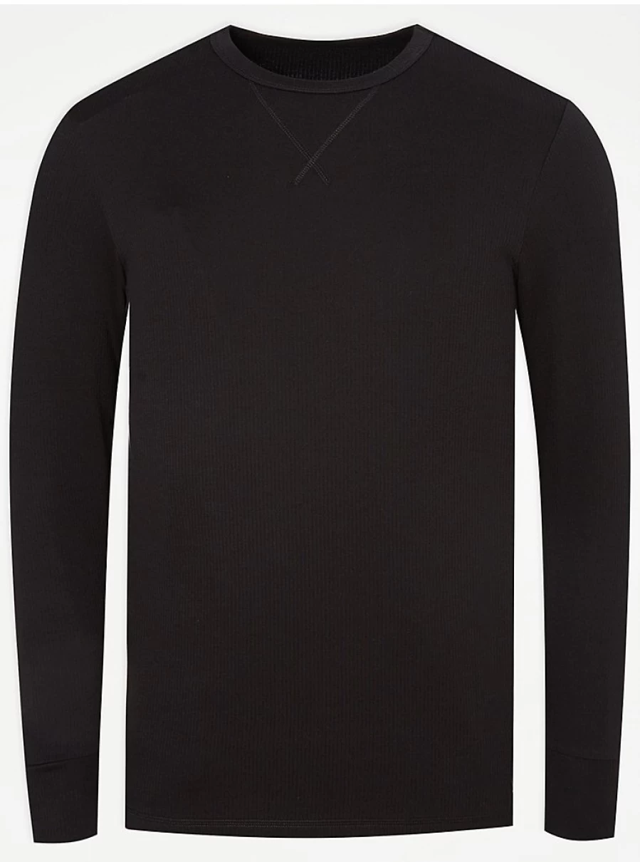 Men's Black Ribbed Thermal Long Sleeve Top - George at Asda Review & Buying Guide