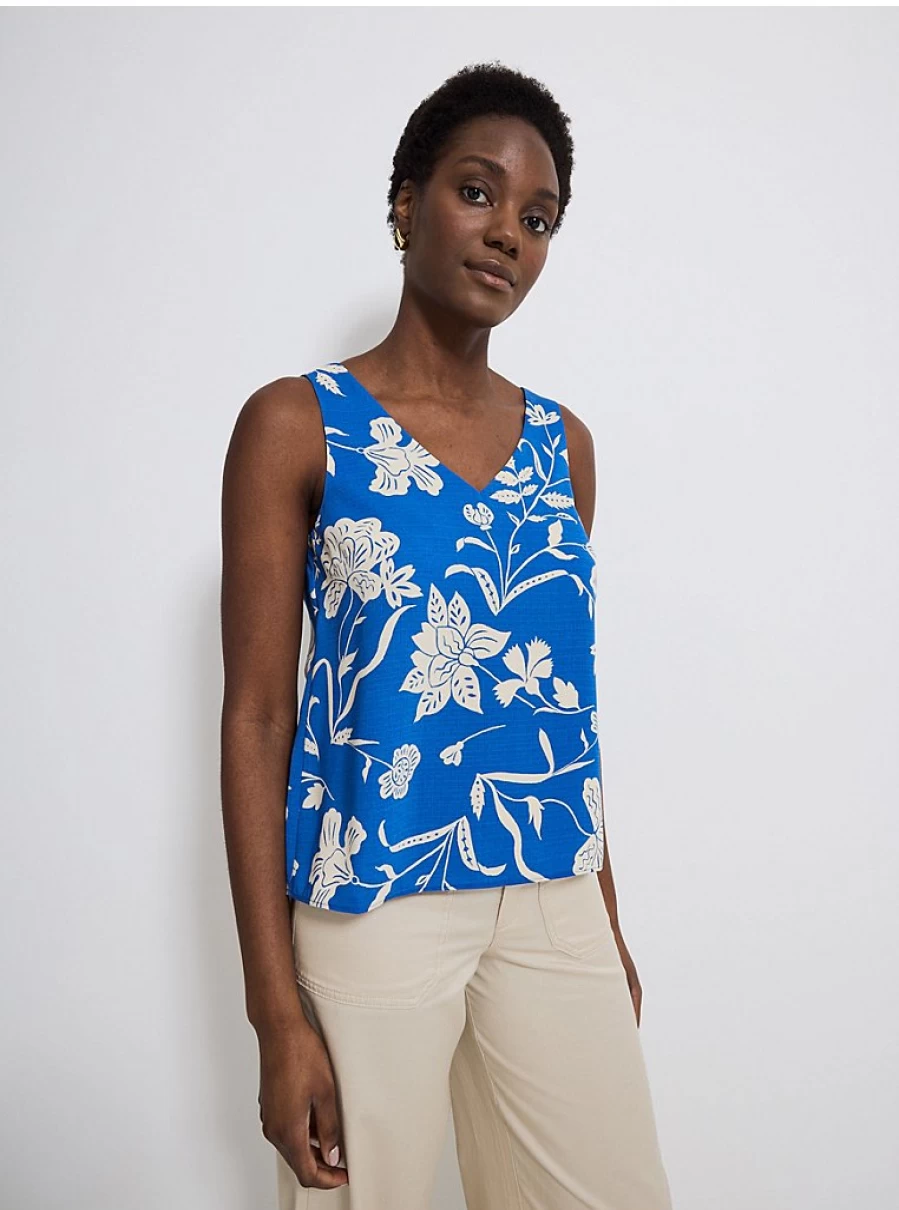 "George at Asda Women's Blue Floral V-Neck Cami Top | Comfortable & Stylish Summer Blouse"