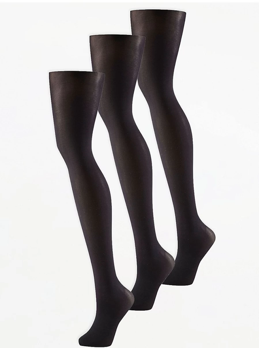 George at Asda Black Opaque Tights 80 Denier 3-Pack - Women's Lingerie & Hosiery Essentials
