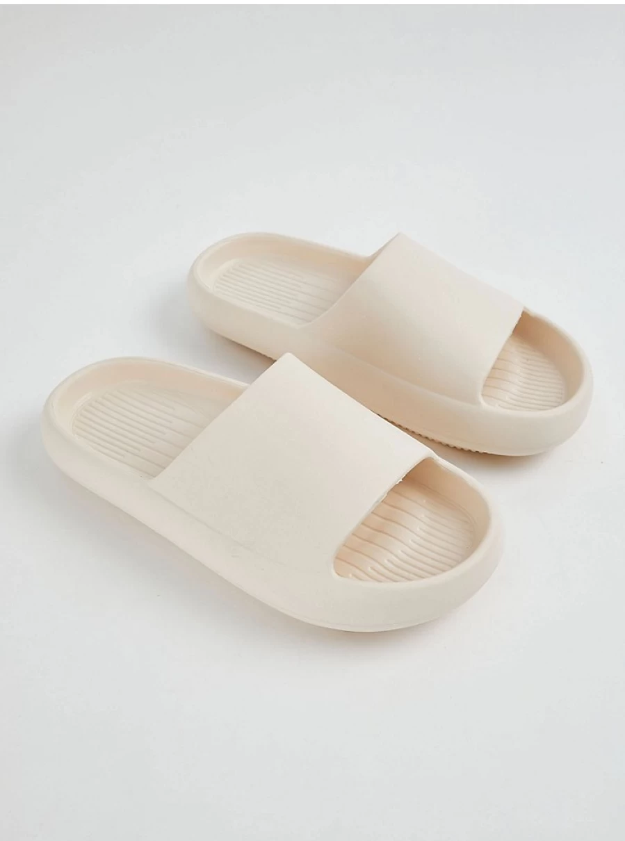 Women's Cream Chunky Mule Sliders - Comfortable Slide Sandals by George at Asda