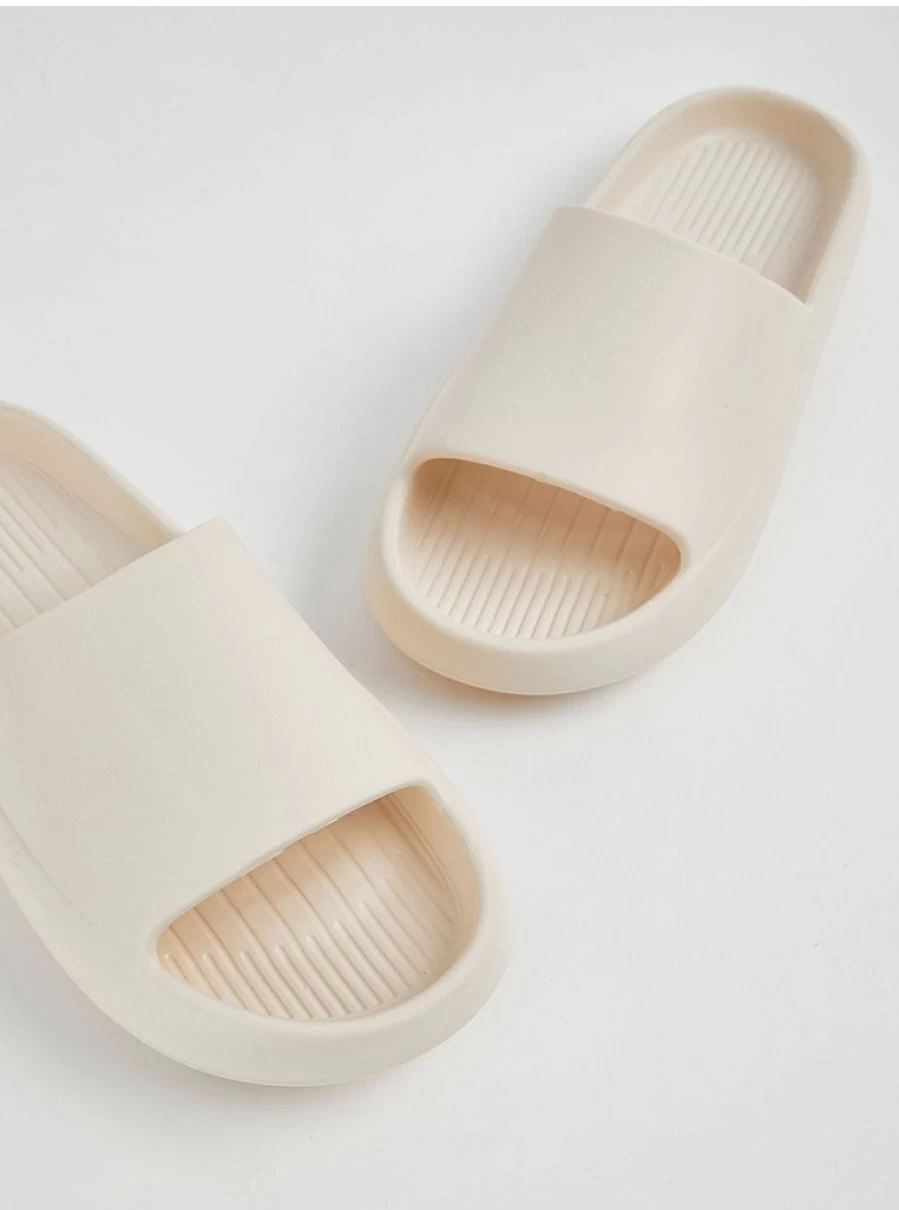 Women's Cream Chunky Mule Sliders - Comfortable Slide Sandals by George at Asda
