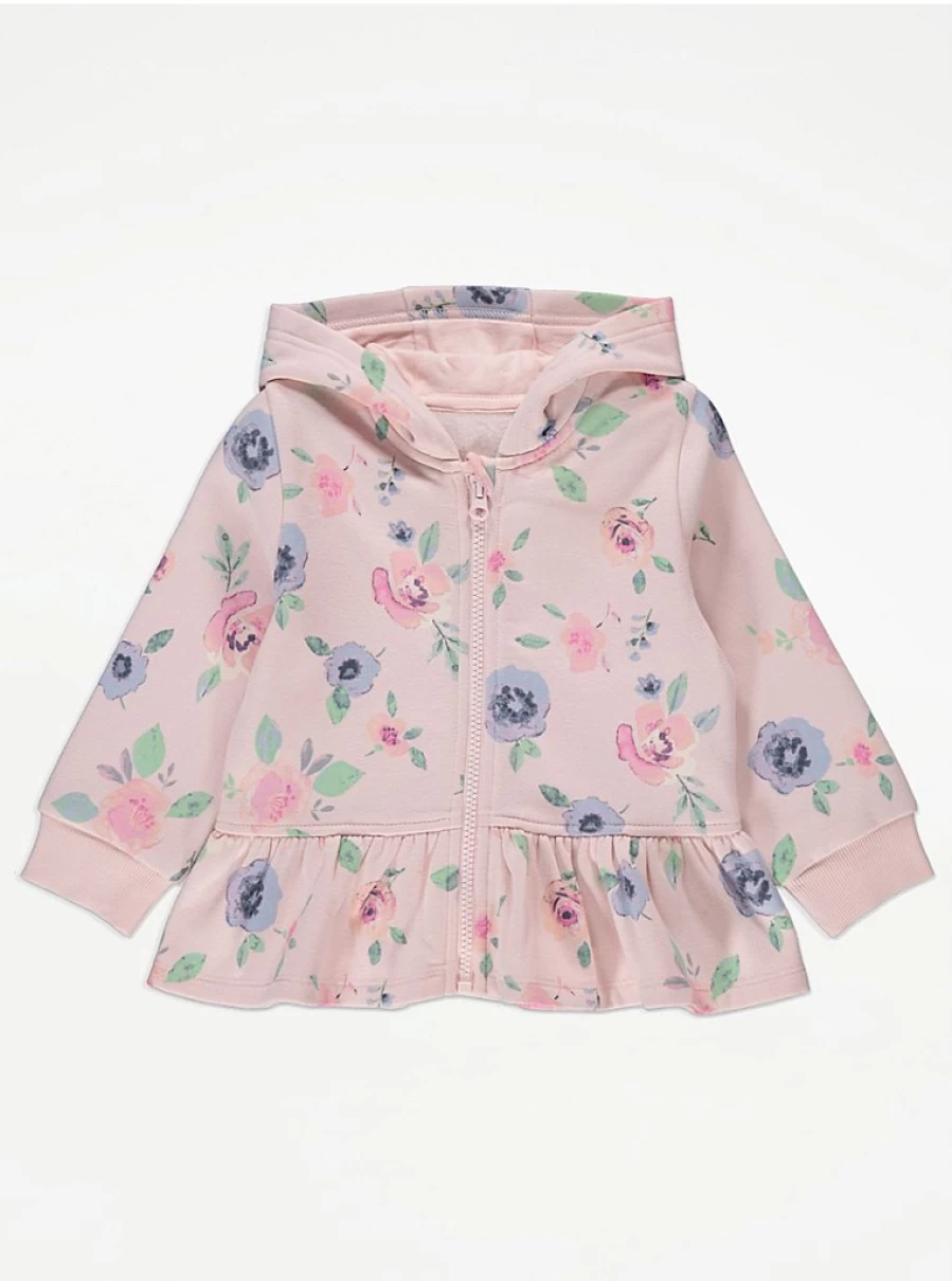 "George at Asda Kids Pink Floral Rose Zip Up Peplum Hoodie Review"