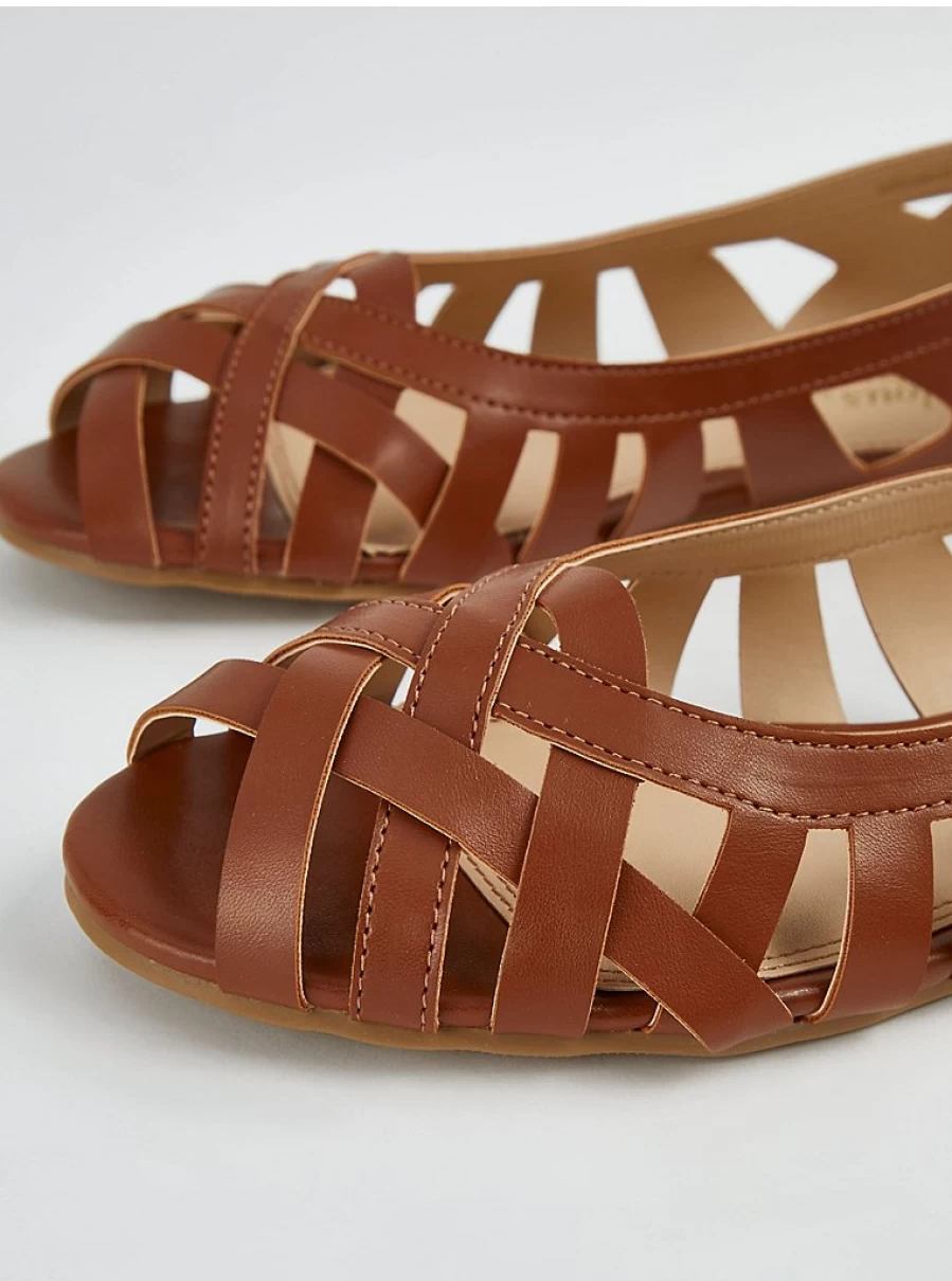 Women's Brown Strappy Open-Toe Ballet Flats by George at Asda | Comfortable & Stylish