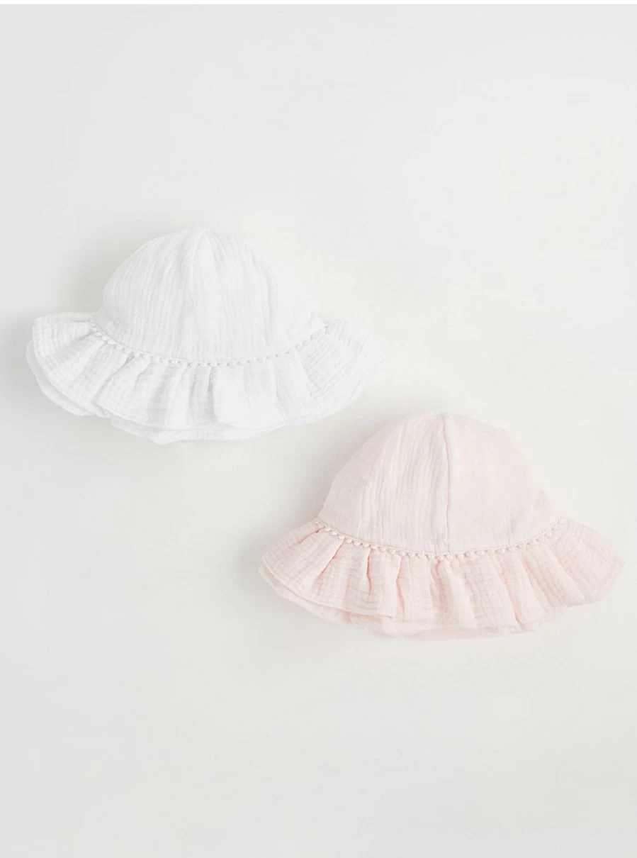"George at Asda Baby Cheesecloth Floppy Sun Hats 2-Pack – Soft & Breathable for Infants"