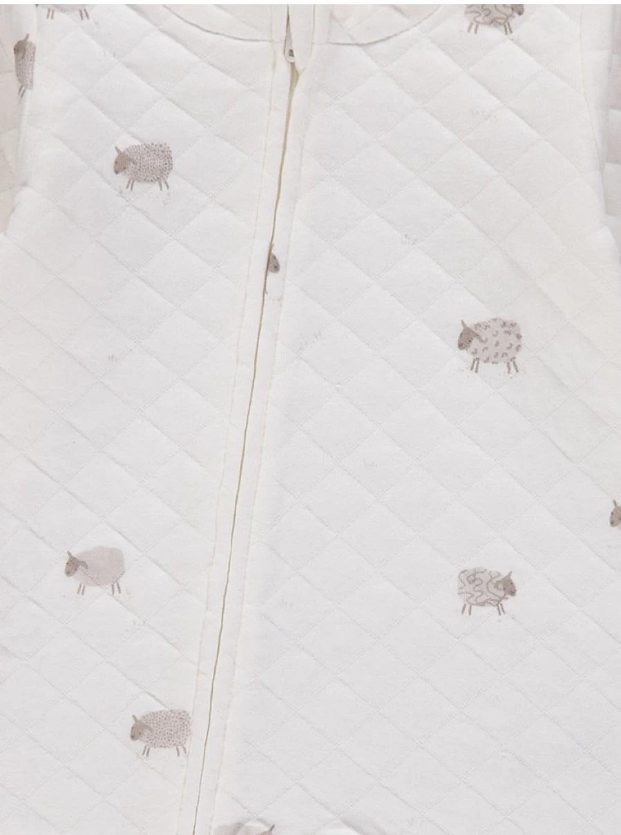 "George at Asda Baby White Sheep Quilted 2-Way Zip Sleepsuit – Warm & Comfortable"