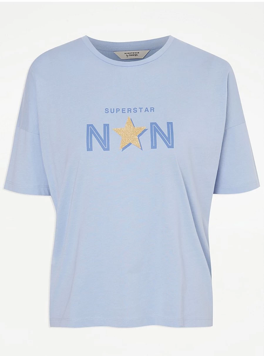 "George at Asda Blue Superstar Nan Short Sleeve Pyjamas – Comfortable Women's Sleepwear"