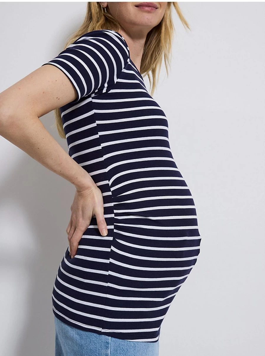 Baby Navy Striped Short Sleeve Top | George at Asda