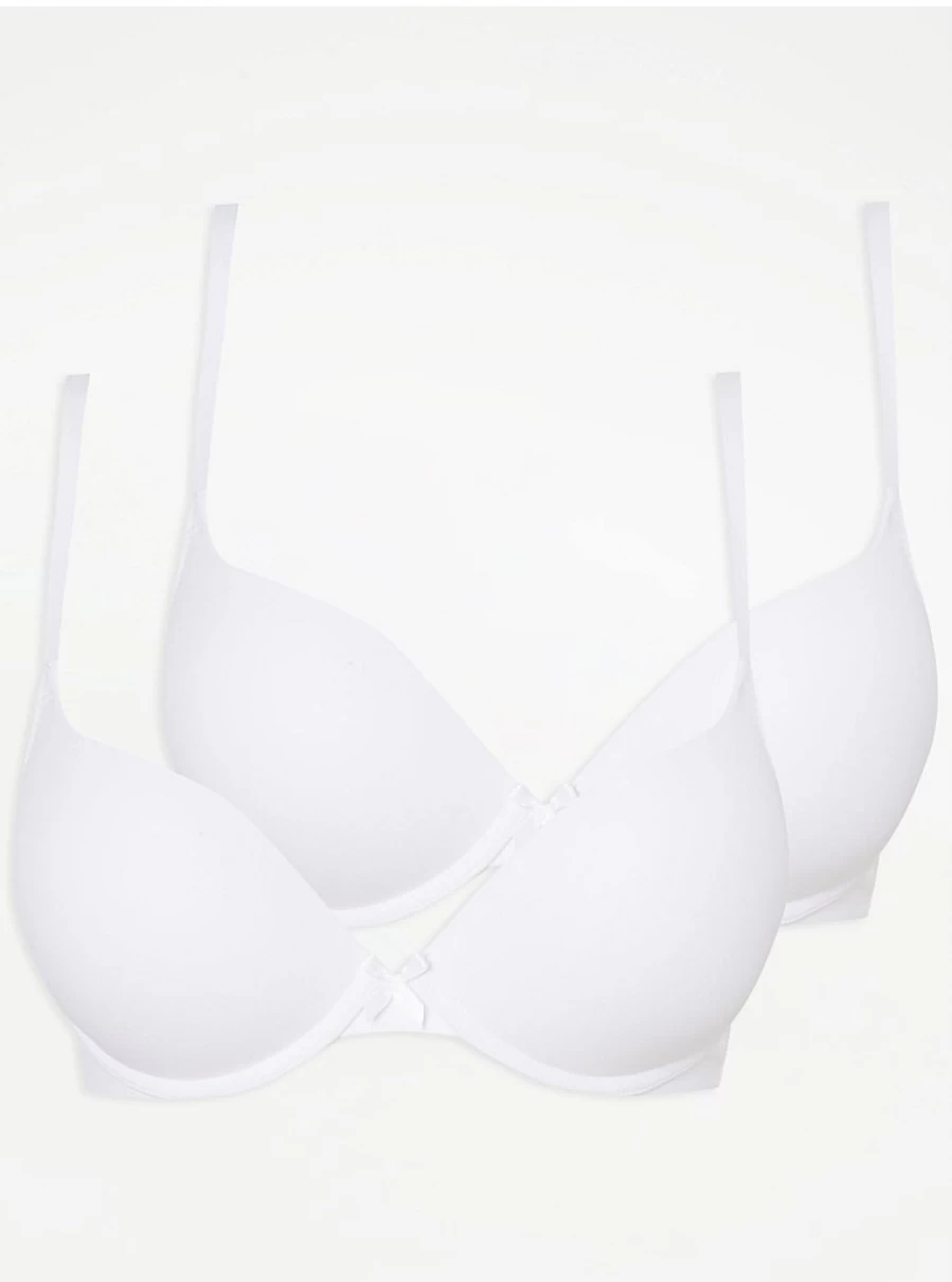"George at Asda Women's White Bras 2-Pack – Plus 2 Sizes Bigger Comfort Fit Lingerie"