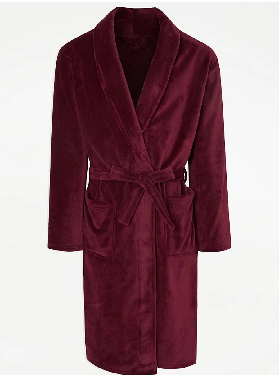 Men's Burgundy Fleece Dressing Gown by George at Asda – Warm & Comfortable Robe Review