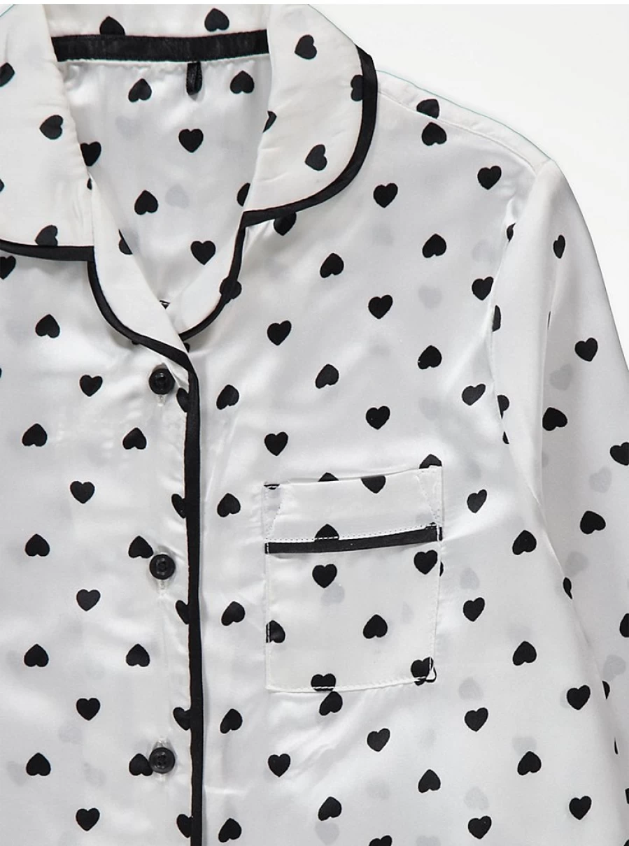 "George at Asda Kids' White Heart Satin Nightshirt – Comfortable & Stylish Sleepwear"