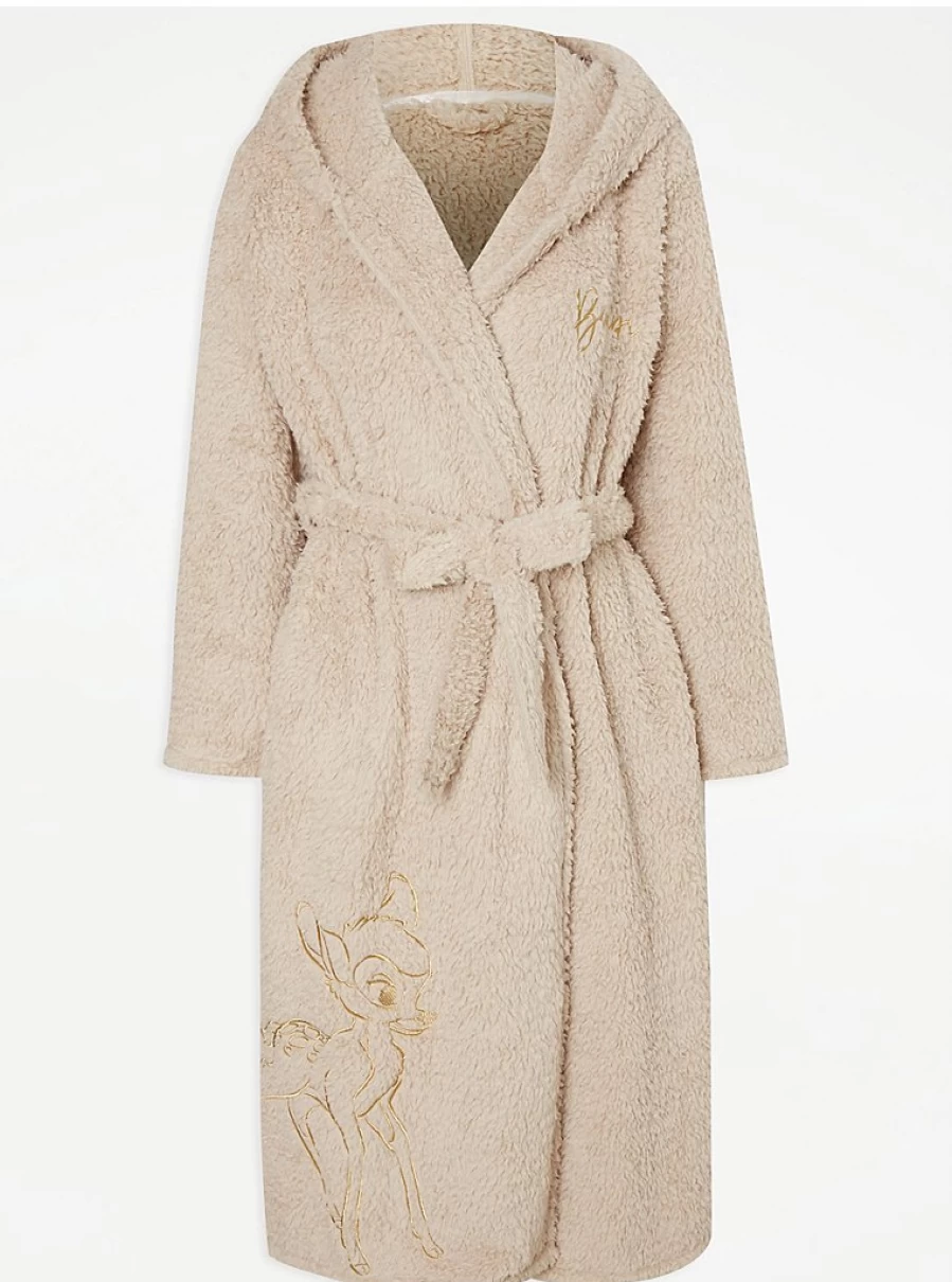 Disney Bambi Mocha Fleece Dressing Gown by George at Asda | Cozy Fleece Robe for Women