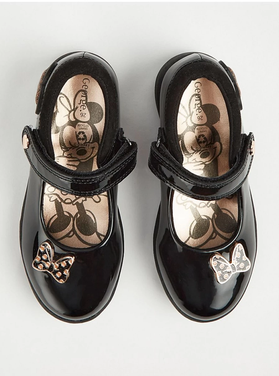 "George at Asda Disney Minnie Mouse Patent Mary Jane School Shoes for Kids"