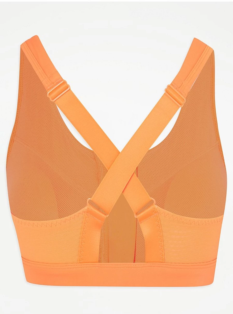 "George at Asda Women's Bright Orange Zip-Up Sports Bra – Comfortable Workout Lingerie Review"