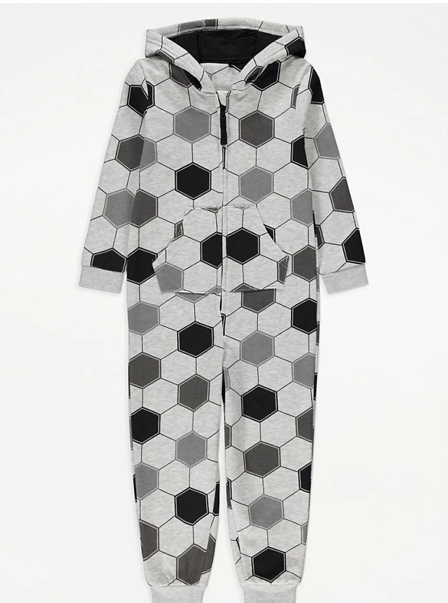 "George at Asda Boys Grey Football Onesie – Kids' Comfortable Football Pajamas Review"