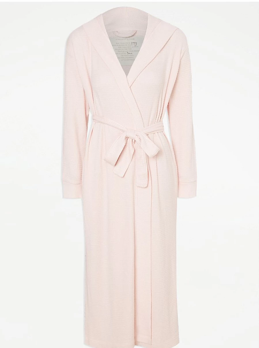 "George at Asda Pink Waffle Brushed Dressing Gown - Soft Snit Lingerie Robe Review"