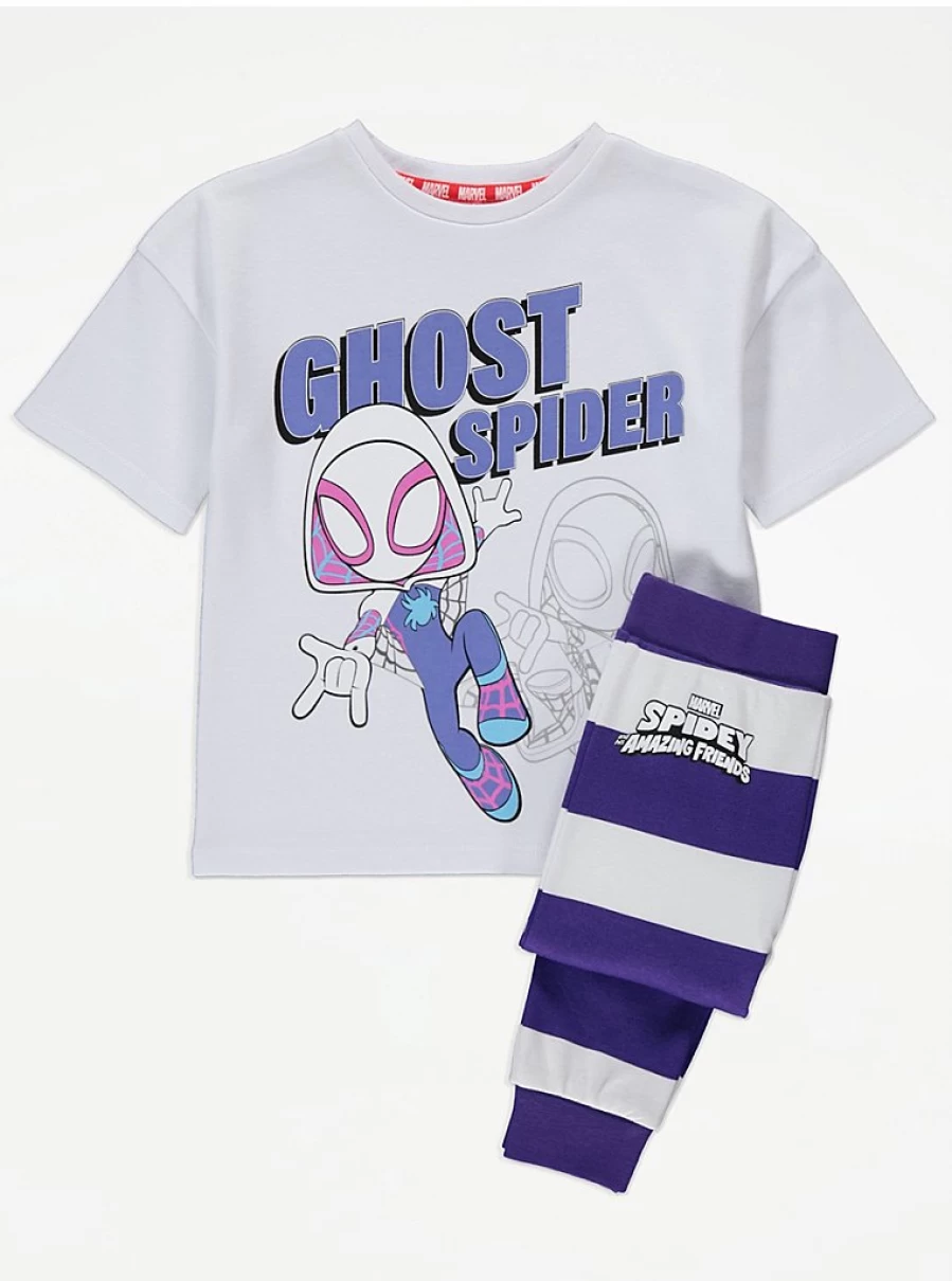 "Kids' Marvel Spidey And Friends Ghost Spider Striped Pyjamas | George at Asda"