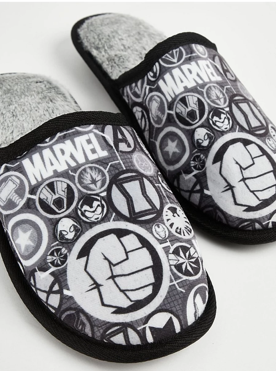 Men's Marvel Character Grey Mule Slippers by George at Asda | Comfortable House Shoes