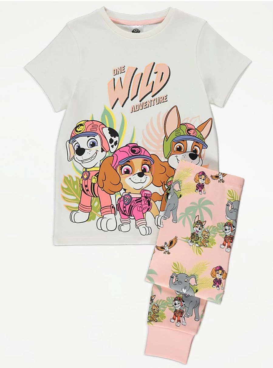 Paw Patrol Kids' Pink Jungle Short Sleeve Pyjamas | George at Asda