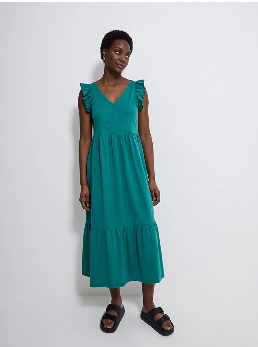 Women's Green V-Neck Frill Sleeve Midi Dress - George at Asda Review & Style Guide