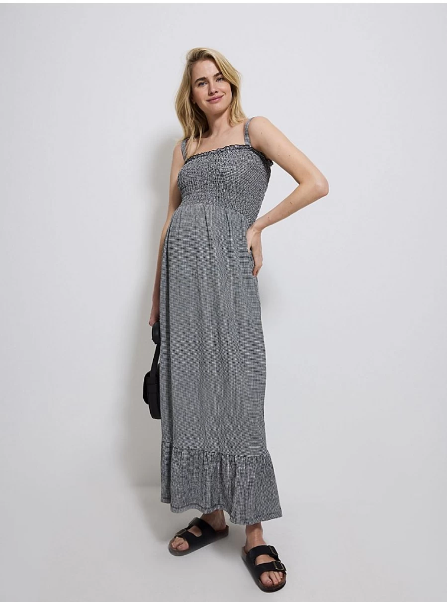 Baby Gingham Shirred Textured Midi Dress | George at Asda