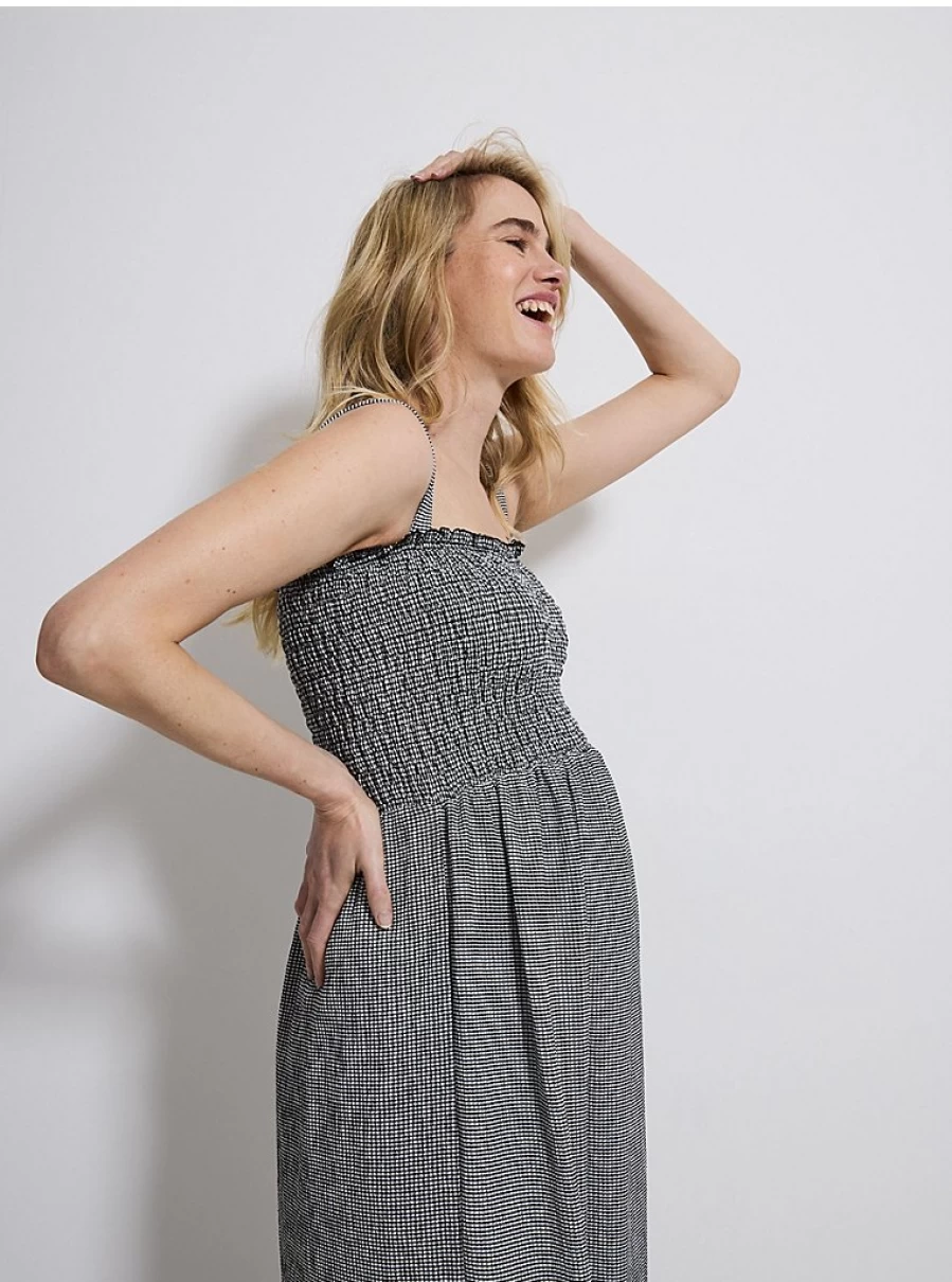 Baby Gingham Shirred Textured Midi Dress | George at Asda