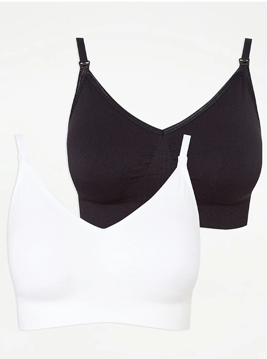 "George at Asda Women's Non Wired Comfort Nursing Bra 2 Pack – Soft Maternity & Nursing Bra"