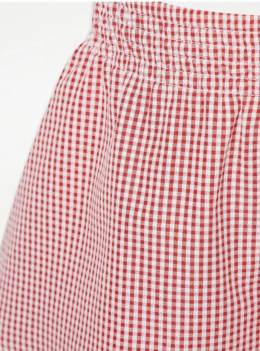 "George at Asda Girls' Red Gingham Layered School Skirt – Stylish & Comfortable Uniform Essential"