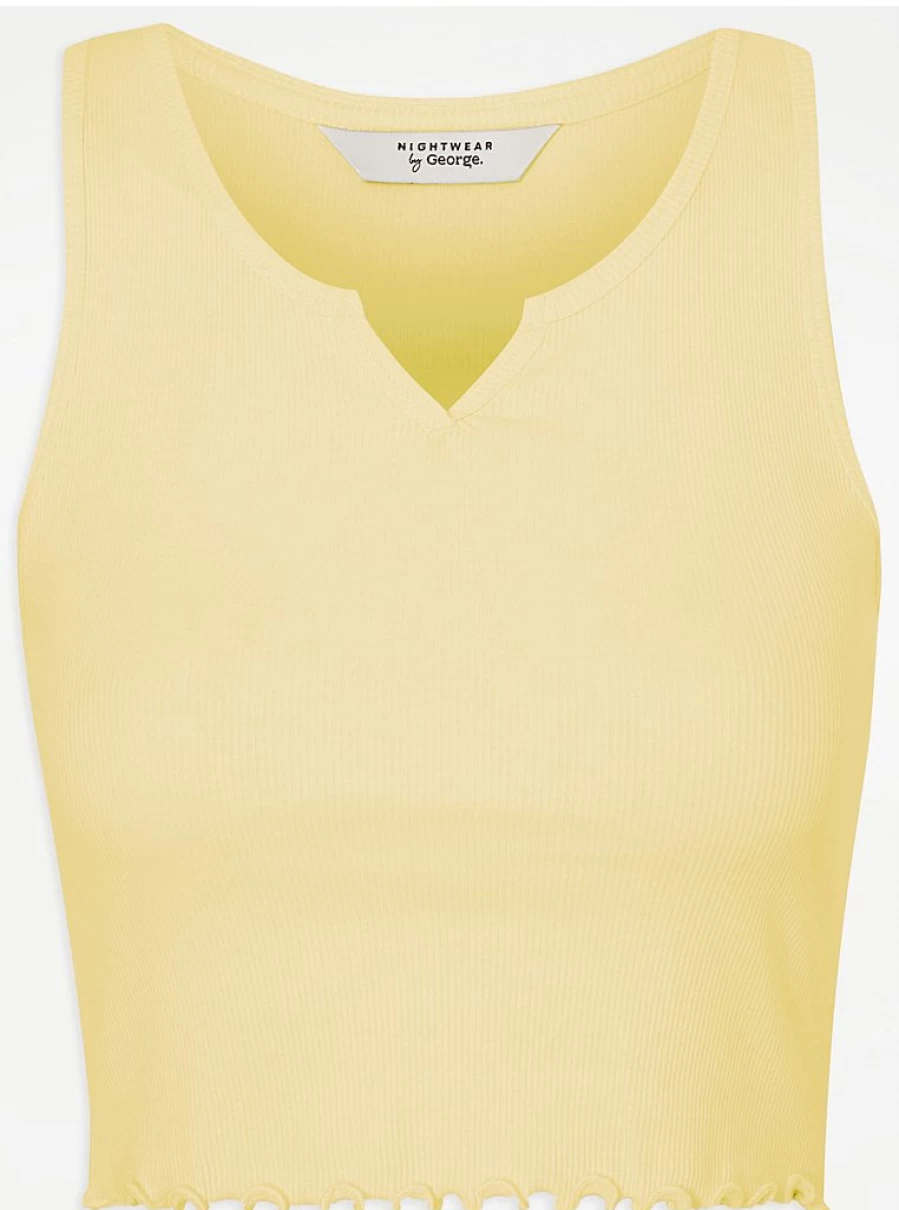 "George at Asda Yellow Ribbed Cropped Pajama Vest Top - Women's Sleepwear & Lingerie Reviews"