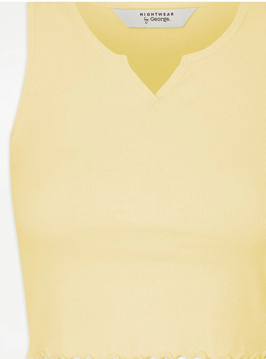 "George at Asda Yellow Ribbed Cropped Pajama Vest Top - Women's Sleepwear & Lingerie Reviews"