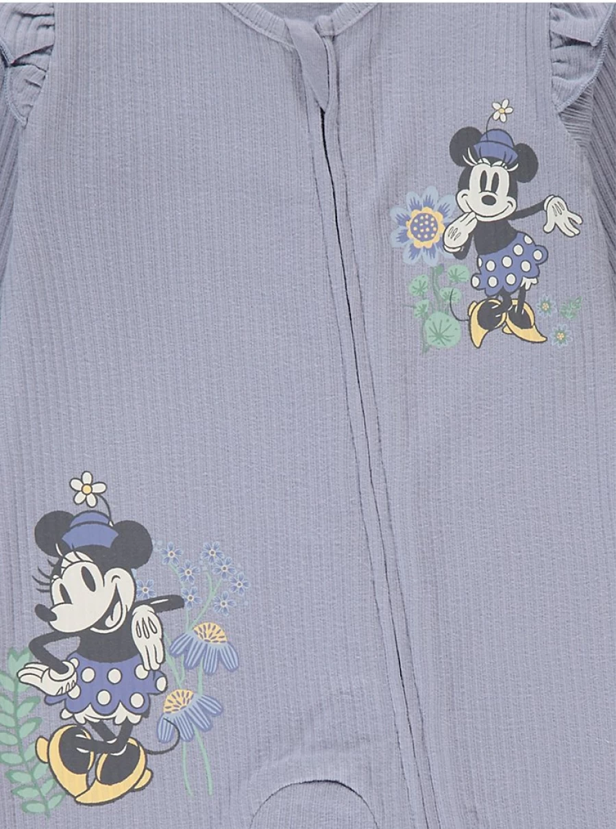 George at Asda Baby Girls' Disney Minnie Mouse 2-Pack Ribbed Sleepsuits with 2-Way Zip