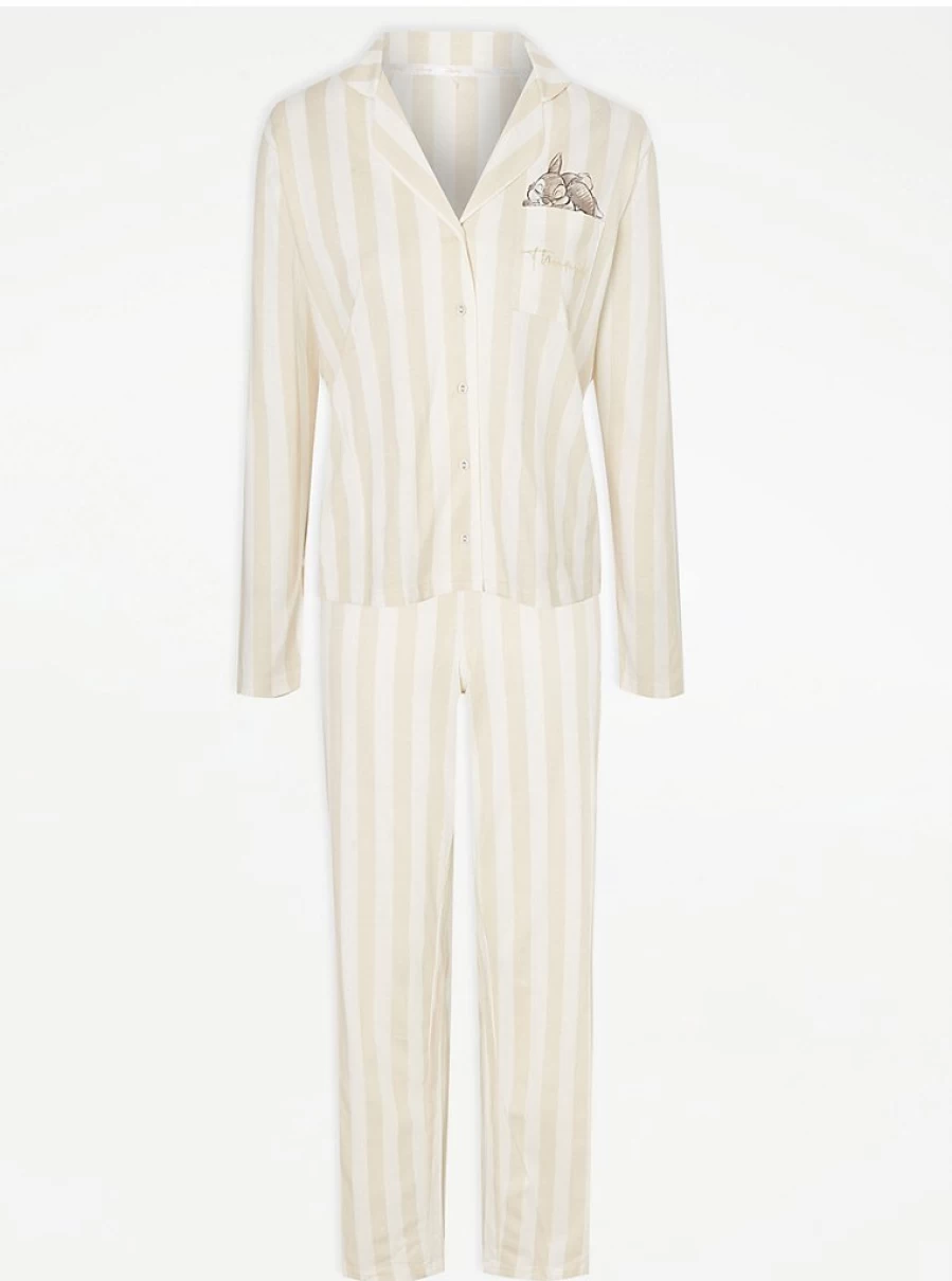 George at Asda Disney Bambi & Thumper Striped Pyjama Set - Comfortable Sleepwear for Women