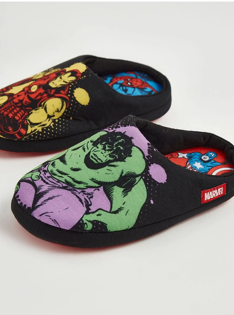 George at Asda Marvel Black Spider Boys' Mule Slippers | Kids' Superhero House Shoes