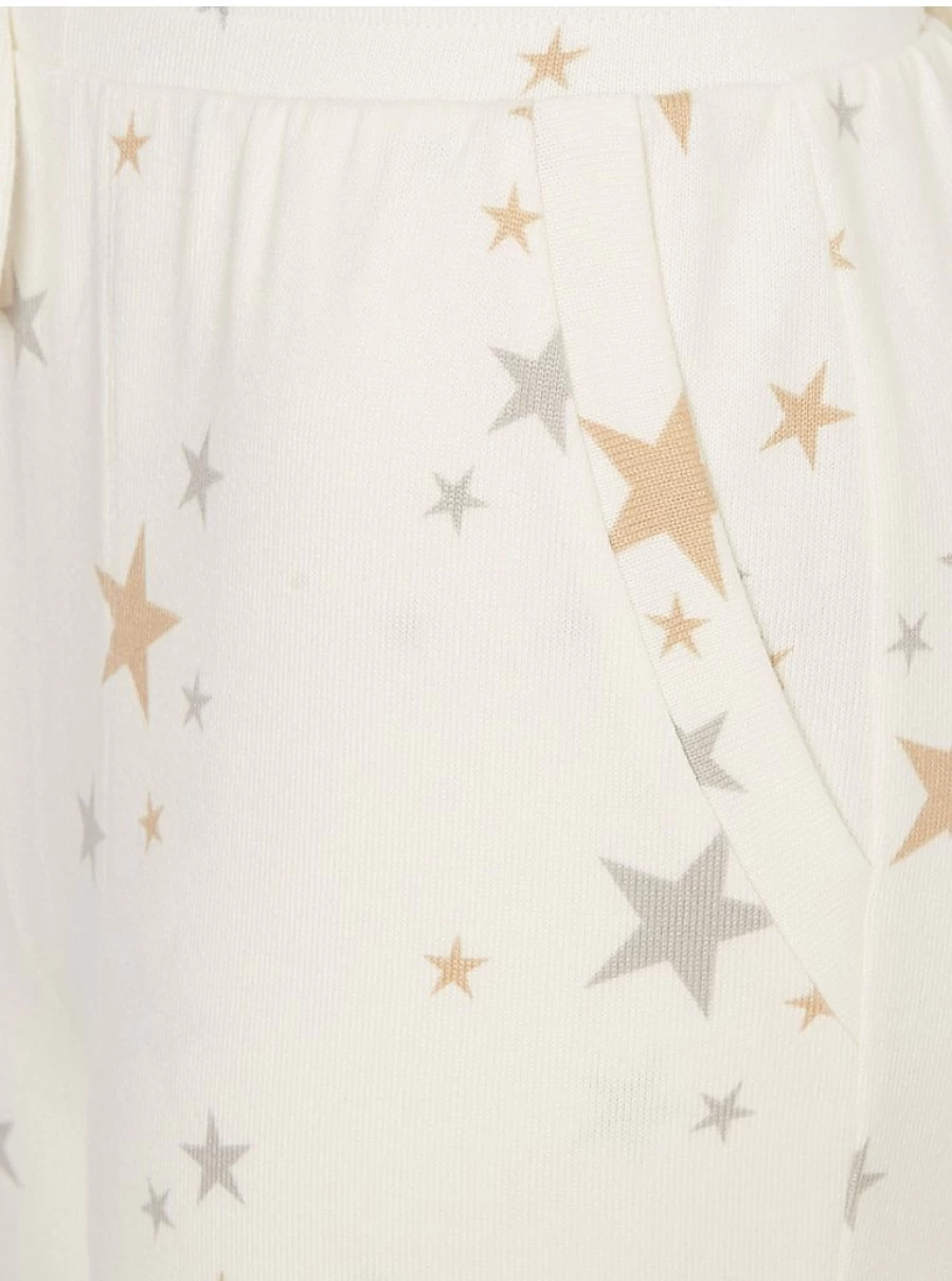 George at Asda White Star Brushed Snit Pyjama Bottoms - Soft Women's Sleepwear Pants for Comfort