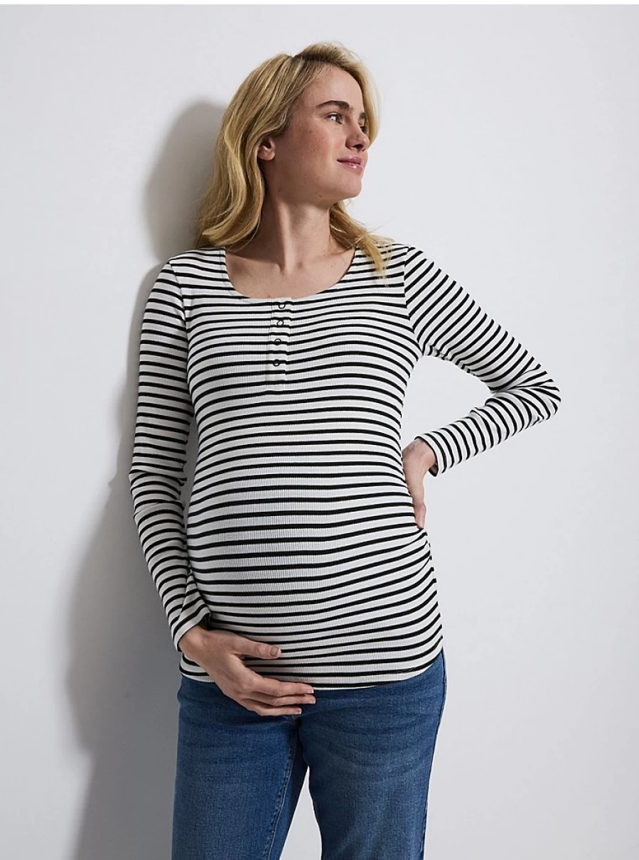Baby White Ribbed Striped Long Sleeve Top | George at Asda